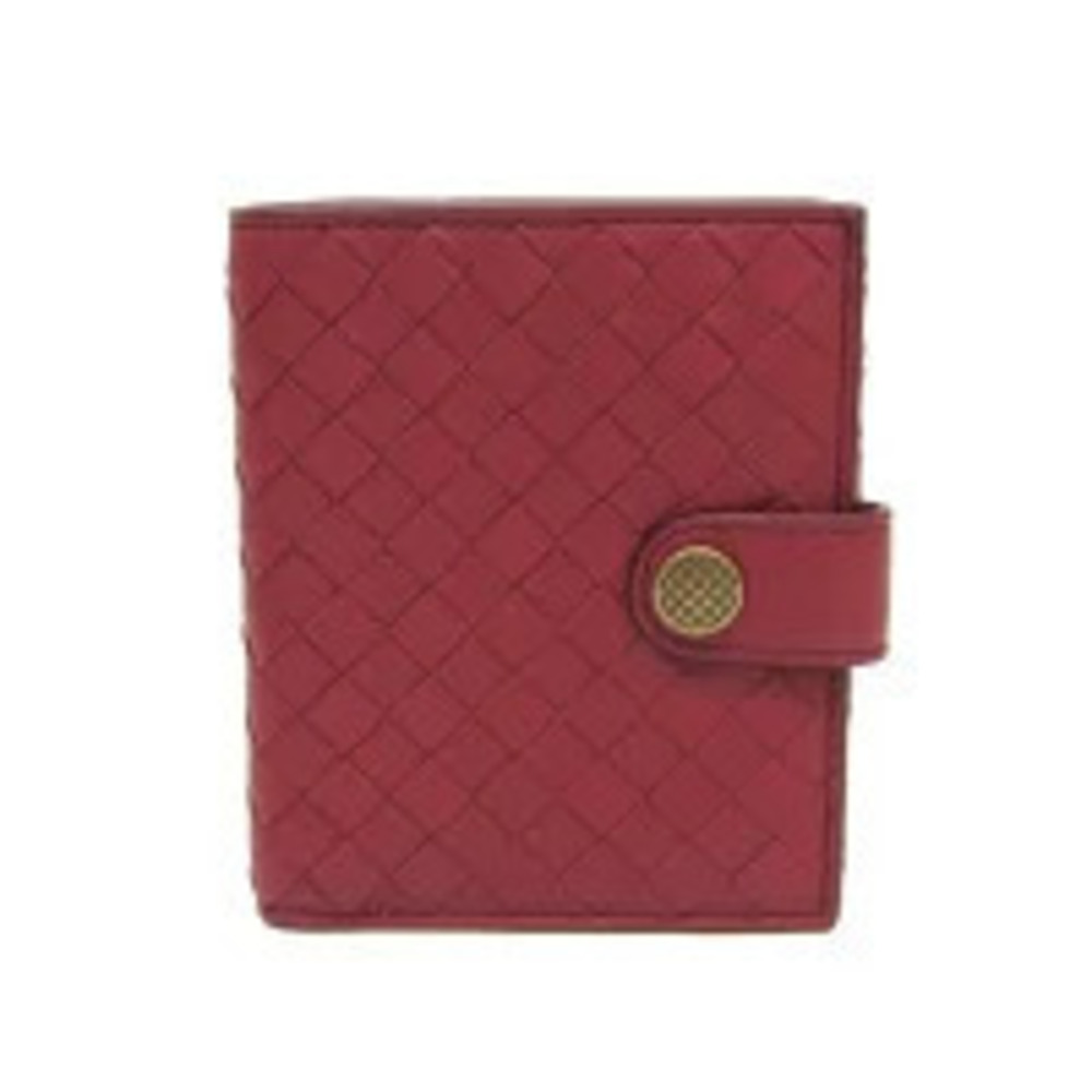 Bottega Veneta Intrecciato Compact Wallet Leather Bifold Red